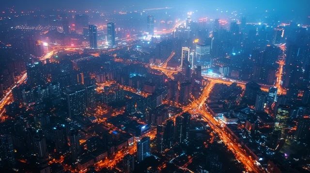 漯河夜晚：華燈初上，霓虹閃爍點(diǎn)亮豫中夜景