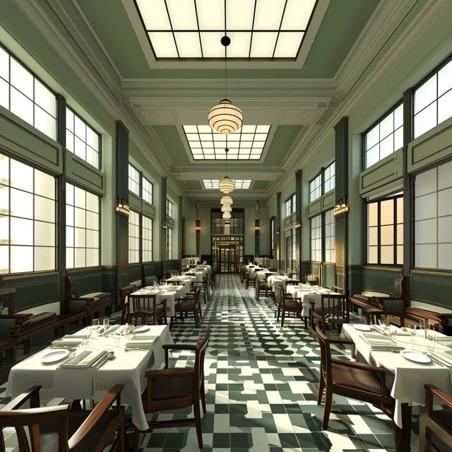 餐廳雅致內(nèi)景：禮儀與美食共融的用餐環(huán)境" 或 "餐廳風(fēng)尚一覽：品味優(yōu)雅環(huán)境與顧客風(fēng)采