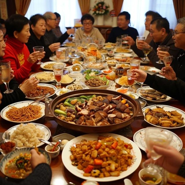 河北邯鄲，一位50歲的女富婆宴請30位老同學吃飯，點了1桌美食