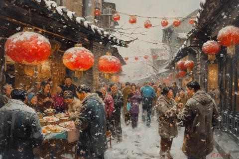 漪汾街吾悅廣場開業盛況人山人海，排隊等位，露天小吃街成解圍之地！