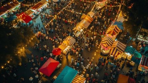 漪汾街吾悅廣場開業盛況人山人海，排隊等位，露天小吃街成解圍之地！