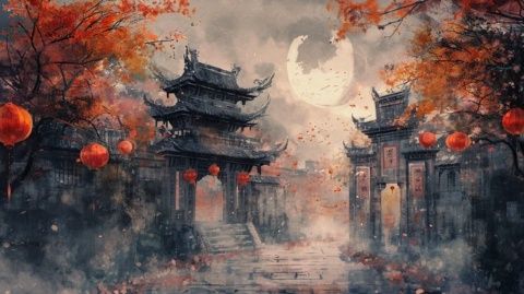 夜幕降臨，華燈初上，斜塘老街如一幅美麗的水墨畫