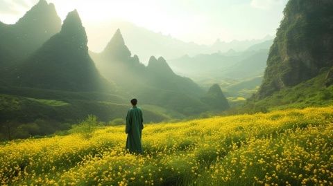 一部我的阿勒泰電視劇啦，讓新疆的這片寧靜的美景呈現出來,遠處的雪山、翠綠的草地、