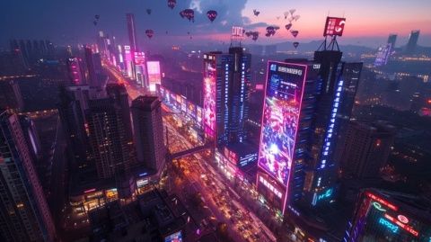 北京路中軸商圈夜經濟繁榮，萬象更新，城市成長與發展矚目