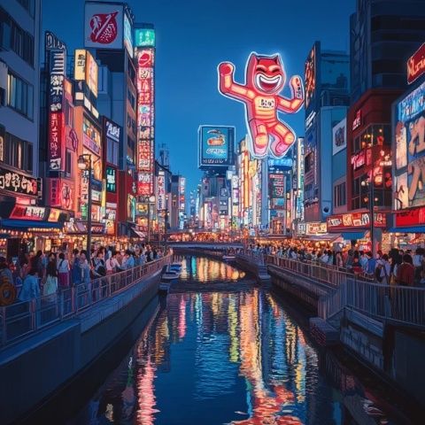 淚奔日本大阪梅田商圈的夜景，真的是讓人一見傾心的地方,想象一下