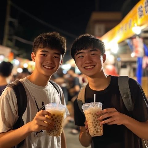 在廣西梧州市，晚上10點了，在一個中學的對面街夜市