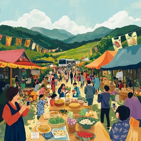 游客在大余丫山生態(tài)園體驗(yàn)地道客家美食制作，感受傳統(tǒng)文化樂趣