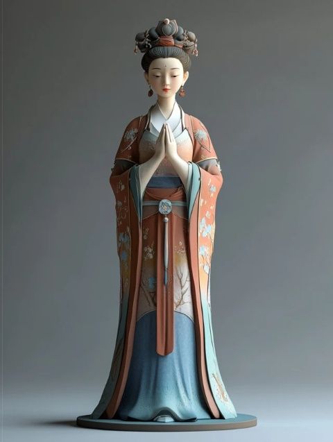 唐仕女俑國學文化藝術品古代宮廷生活彩繪騎馬俑一對兒手工藝品