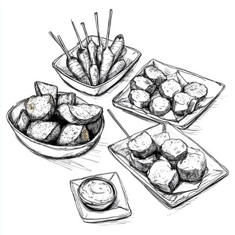 美女學(xué)生手繪美食(手繪美食)