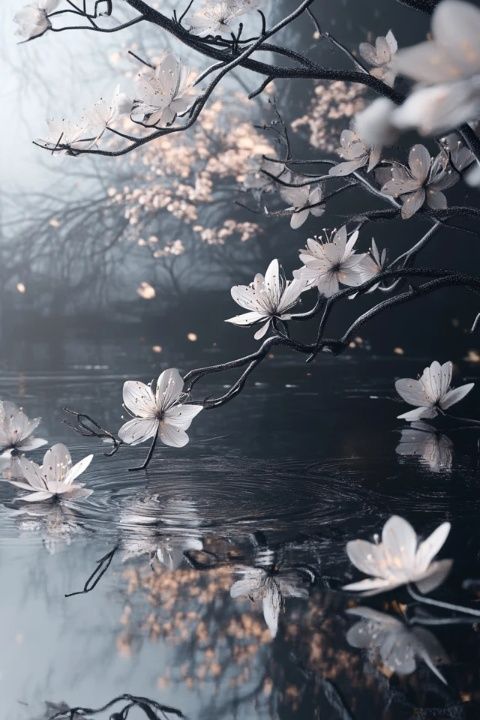 白宮晚景：湖面倒影與花團錦簇交相輝映