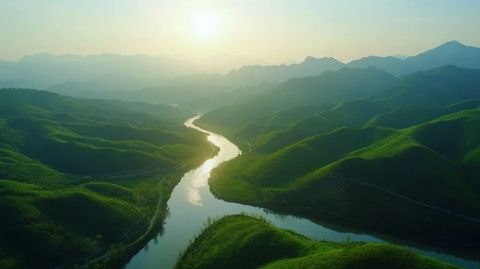 北江,水系遙遠流長,水資源豐富,沿江兩岸,山高淺峰,樹木成林,郁郁忽怱