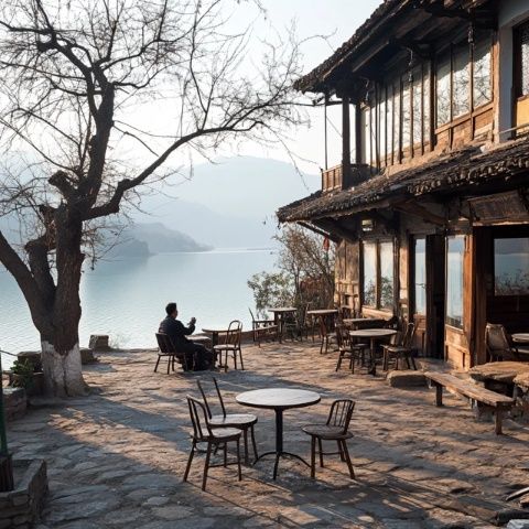 水天一色，滴水湖畔的藝術感滿滿攝影博物館餐廳