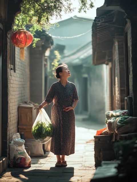 晚照映襯下，斜塘老街：水鄉美景與繁華交相輝映