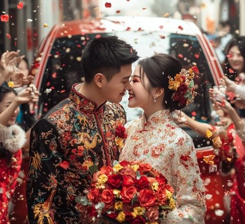 在廣東肇慶，一對新人喜結連理，盛大婚禮成為全城焦點,48桌的宴席，每桌22道菜