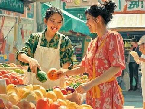 集市采鮮情滿堂：美食與親情的溫馨交響曲