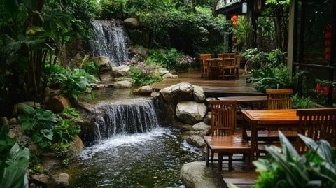 后院花語" 美食餐廳, 一顆閃亮的明珠安靜地坐落在天元區濱江北路的水邊風景里。