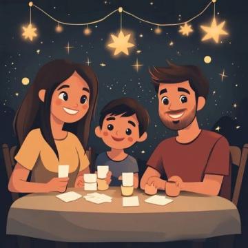 夜幕下的溫暖家宴：燈光里的親情港灣