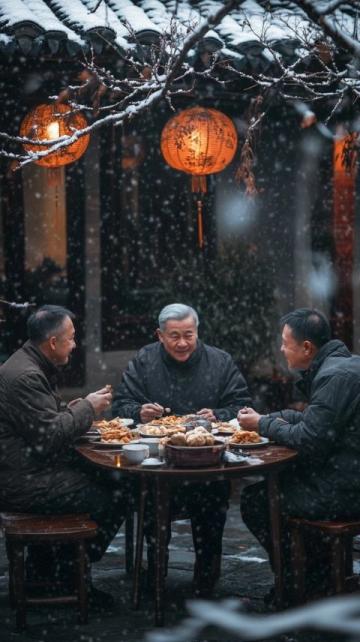 夜宴五里河，三人一張桌！