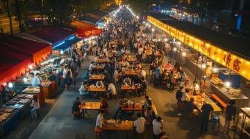南寧百盛步行街：西關(guān)夜城里美食香氣撲鼻，種類繁多