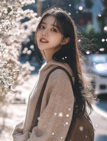 太原街拍時尚美女膚白貌美人比櫻花嬌