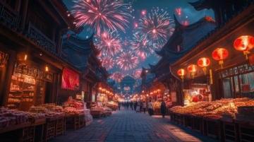 蘇莊喜鎮大年初一的夢幻燈影之旅，顏色絢爛夜幕璀璨