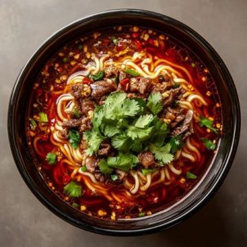 內(nèi)江牛肉面是四川省內(nèi)江市的特色傳統(tǒng)小吃，以其麻辣鮮香、