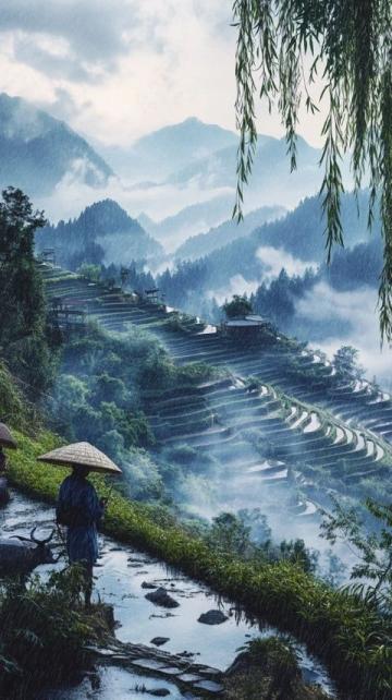 清明時(shí)節(jié)，細(xì)雨綿綿，萬物復(fù)蘇,田野間果園里，路邊長了許多的鼠曲草