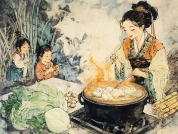 工筆畫中的毛筆字：美食文化的藝術展現