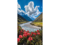 游賞小綠水河風景區，看綻放的各種花，仿佛置身于一幅生動的畫卷中,每年這個季節