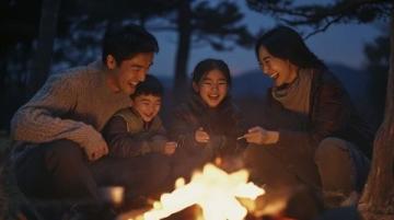 陸毅帶全家人出山露營
