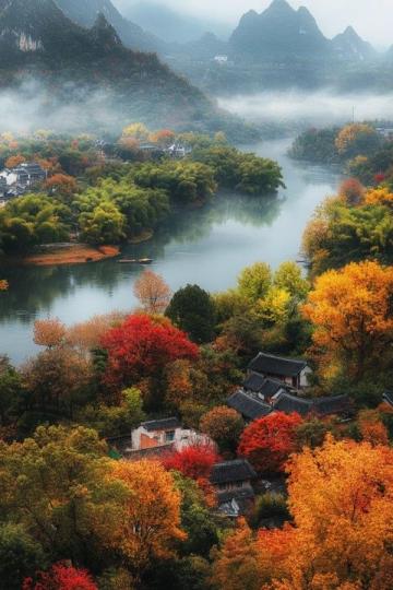 桂林塔山：漓江邊的秋色古韻，壽佛塔與紅葉交相輝映的詩意之地