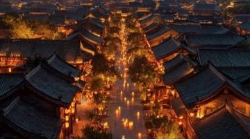 天津古文化街夜景:再現千里江山圖之美