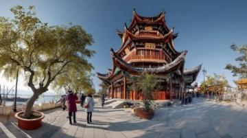 春雪裝點下的景州塔廣場