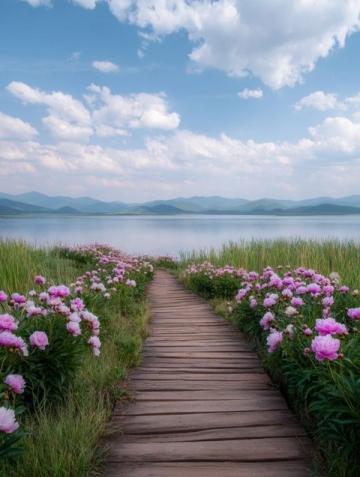 桃花湖度假水域風(fēng)光,風(fēng)格文案任你挑選