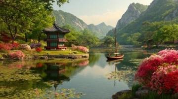 桃花湖度假水域風(fēng)光,風(fēng)格文案任你挑選
