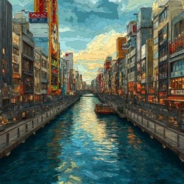 大阪:日本的次大城市,坐落在大阪平原西部,面向太平洋