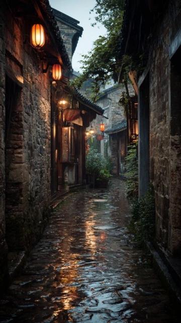 夜幕降臨雨后的二道白河鎮，游客們再次出門去逛了